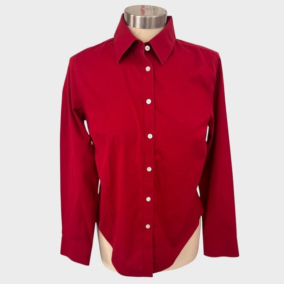 Talbots Petites Wrinkle Resistant 6P Red Button Front Shirt - Picture 1 of 7